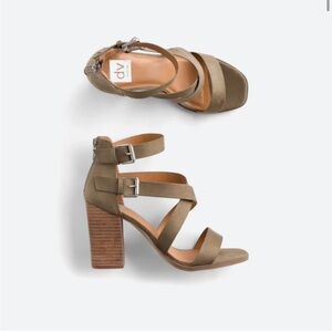 Dolce Vida strappy vegan leather block square toe heels